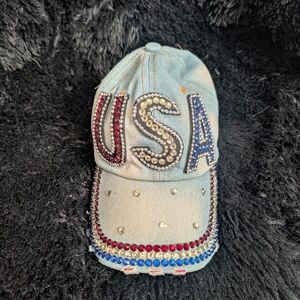 Embellished Denim USA Cap